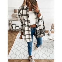 Load image into Gallery viewer, Luxurious Fashionable Women's Long Sleeve Plaid Shirt Coats Top Spring Autumn Casual Lapel Cardigan ,Jackets ,Outerwear,Streetwear
