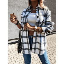 Load image into Gallery viewer, Luxurious Fashionable Women's Long Sleeve Plaid Shirt Coats Top Spring Autumn Casual Lapel Cardigan ,Jackets ,Outerwear,Streetwear