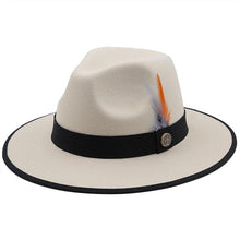 Load image into Gallery viewer, Luxurious Unique Couple Hats Wide Brim Fedora Hat Winter Autumn Trendy Fedora Hat Women Black Red Wedding Hat With Feather Belts For Hats Men Beautiful Gentleman Elegant Classical Hat