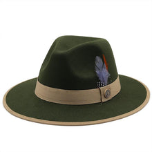 Load image into Gallery viewer, Luxurious Unique Couple Hats Wide Brim Fedora Hat Winter Autumn Trendy Fedora Hat Women Black Red Wedding Hat With Feather Belts For Hats Men Beautiful Gentleman Elegant Classical Hat