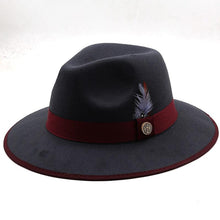 Load image into Gallery viewer, Luxurious Unique Couple Hats Wide Brim Fedora Hat Winter Autumn Trendy Fedora Hat Women Black Red Wedding Hat With Feather Belts For Hats Men Beautiful Gentleman Elegant Classical Hat
