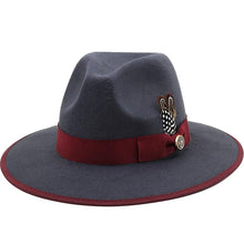 Load image into Gallery viewer, Luxurious Unique Couple Hats Wide Brim Fedora Hat Winter Autumn Trendy Fedora Hat Women Black Red Wedding Hat With Feather Belts For Hats Men Beautiful Gentleman Elegant Classical Hat