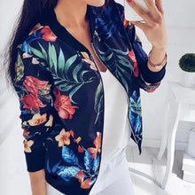 Load image into Gallery viewer, Luxurious Women Floral Jackets Spring Summer Long Sleeve Zipper Print Bomber Jacket Casual Pocket Slim Female Fashion Outwears Plus Size
