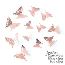 Load image into Gallery viewer, Luxury 3D Wall Stunning 12Pcs 4D Hollow Butterfly Wall Sticker Home Decoration Wall Stickers wedding Party Wedding Decors Butterfly Kids Room Decors