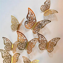 Load image into Gallery viewer, Luxury 3D Wall Stunning 12Pcs 4D Hollow Butterfly Wall Sticker Home Decoration Wall Stickers wedding Party Wedding Decors Butterfly Kids Room Decors