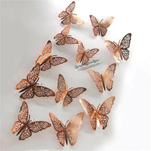 Load image into Gallery viewer, Luxury 3D Wall Stunning 12Pcs 4D Hollow Butterfly Wall Sticker Home Decoration Wall Stickers wedding Party Wedding Decors Butterfly Kids Room Decors