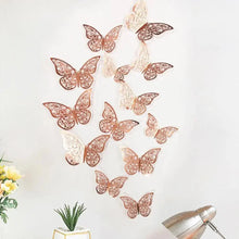 Load image into Gallery viewer, Luxury 3D Wall Stunning 12Pcs 4D Hollow Butterfly Wall Sticker Home Decoration Wall Stickers wedding Party Wedding Decors Butterfly Kids Room Decors