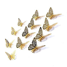 Load image into Gallery viewer, Luxury 3D Wall Stunning 12Pcs 4D Hollow Butterfly Wall Sticker Home Decoration Wall Stickers wedding Party Wedding Decors Butterfly Kids Room Decors