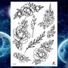 Load image into Gallery viewer, Luxury Big Tattoo Stickers Butterfly Body Arm Leg Tattoos Temporary Black Flower Rose Tattoos For Women's Adults