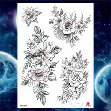 Load image into Gallery viewer, Luxury Big Tattoo Stickers Butterfly Body Arm Leg Tattoos Temporary Black Flower Rose Tattoos For Women's Adults