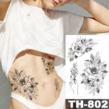 Load image into Gallery viewer, Luxury Big Waterproof Temporary Sticker Tattoo Large Flowers And Animals Body Tattos For Womens
