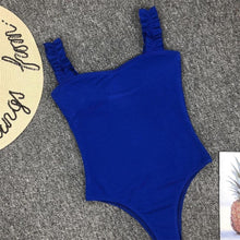 Load image into Gallery viewer, Luxury Black Female Swimsuit Vintage One Piece Ruffled Push Up Tummy Control Swimwear Halter One Piece Slimming Retro Swimsuit Women's Plus Size Push Up Bathing Suit Solid Red Swimwear Women Padded Bathing Suits