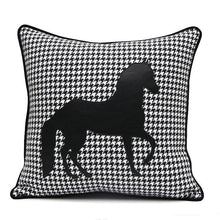 Load image into Gallery viewer, Luxury Black White Houndstooth Gold Leather Stitching Pillow Covers Sofa Decorative Horse Pillow Case Swallow Gird Throw Pillowcases Black Gold PU Leather Polyester Splicing Cushion Covers Well Made Classic Pattern