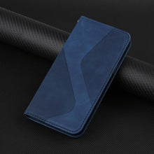 Load image into Gallery viewer, Luxury Blue Flip Wallet Case For iPhone 14 13 12 Mini Plus 11 Pro Magnetic Cards Phone Cover Magnetic PU Leather Phone Case Classic S-shaped Simple Flip Wallet Cover