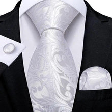 Load image into Gallery viewer, Luxury Blue Silk Design Wedding Tie For Men Necktie Pocket Square Cufflink Set Formal Business Meeting Necktie For Men