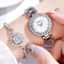 Load image into Gallery viewer, Luxury Bracelet Watches Set For Women Fashion Geometric Bangle Quartz Clock Wrist Watch With Quartz Movement Crystal Diamond Classic Fashion Romantic Jewelry Cuff Bracelet Set