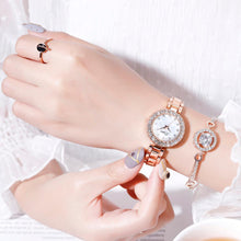 Load image into Gallery viewer, Luxury Bracelet Watches Set For Women Fashion Geometric Bangle Quartz Clock Wrist Watch With Quartz Movement Crystal Diamond Classic Fashion Romantic Jewelry Cuff Bracelet Set