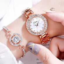 Load image into Gallery viewer, Luxury Bracelet Watches Set For Women Fashion Geometric Bangle Quartz Clock Wrist Watch With Quartz Movement Crystal Diamond Classic Fashion Romantic Jewelry Cuff Bracelet Set