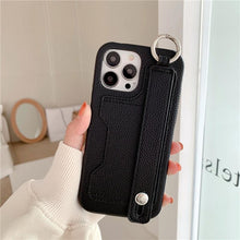 Load image into Gallery viewer, Luxury Card Holder Wrist Strap Leather Wallet Case For iphone 12 13 14 14pro 13Pro Max Mini Protective Cover Wallet Case With Leather Adjustable Hand Strap Phone Cover