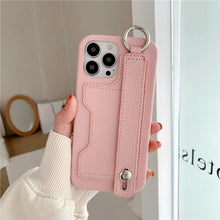 Load image into Gallery viewer, Luxury Card Holder Wrist Strap Leather Wallet Case For iphone 12 13 14 14pro 13Pro Max Mini Protective Cover Wallet Case With Leather Adjustable Hand Strap Phone Cover