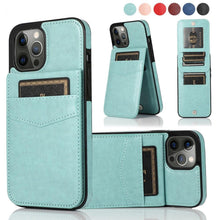 Load image into Gallery viewer, Luxury Cards Case For iPhone 14 13 12 Mini 11 Pro Max Durable Leather Strong Stand Holder Phone Cover Magnetic Flip Case For Women Girls With Card Holder Secure Card Holder