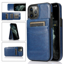 Load image into Gallery viewer, Luxury Cards Case For iPhone 14 13 12 Mini 11 Pro Max Durable Leather Strong Stand Holder Phone Cover Magnetic Flip Case For Women Girls With Card Holder Secure Card Holder