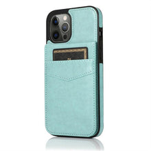 Load image into Gallery viewer, Luxury Cards Case For iPhone 14 13 12 Mini 11 Pro Max Durable Leather Strong Stand Holder Phone Cover Magnetic Flip Case For Women Girls With Card Holder Secure Card Holder