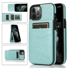 Load image into Gallery viewer, Luxury Cards Case For iPhone 14 13 12 Mini 11 Pro Max Durable Leather Strong Stand Holder Phone Cover Magnetic Flip Case For Women Girls With Card Holder Secure Card Holder