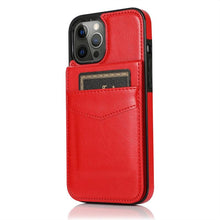Load image into Gallery viewer, Luxury Cards Case For iPhone 14 13 12 Mini 11 Pro Max Durable Leather Strong Stand Holder Phone Cover Magnetic Flip Case For Women Girls With Card Holder Secure Card Holder