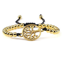 Load image into Gallery viewer, Luxury Copper Beads Pendant Beaded Bracelet Adjustable Life Tree Word Heart Shape Alloy Charm Bangles Couple Wrist Gold Bracelets For Women Bracelet Set Stretch Stackable Bracelets
