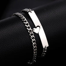 Load image into Gallery viewer, Luxury Couple Heart-Shaped Bracelet For Couples Stainless Steel Chain Mens And Womens Charm Stainless Steel Chain Bracelet Silver Fashion Cuban Link Adjustable Bracelet