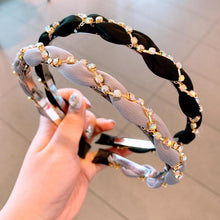 Load image into Gallery viewer, Luxury Crystal Rhinestone Cross Hair Bands For Girls Women Chiffon Stylish Headwear Korean Hair Bands Hoop New Fashion Gorgeous Hair Accessories For Women