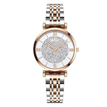 Load image into Gallery viewer, Luxury Crystal Women Bracelet Watches Fashion Diamond Quartz Watch Steel Wristwatch Stainless Steel Metal Women's Wrist Watch Two Tone Fashion Elegant Diamond Analog Quartz Watch Gift For Woman