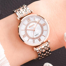 Load image into Gallery viewer, Luxury Crystal Women Bracelet Watches Fashion Diamond Quartz Watch Steel Wristwatch Stainless Steel Metal Women's Wrist Watch Two Tone Fashion Elegant Diamond Analog Quartz Watch Gift For Woman
