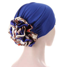 Load image into Gallery viewer, Luxury Elegant Bonnet Lightweight Soft Big Black Flower Elastic Elegant Hijab Caps Turban Africa Lightweight Headtie Head Scarf Soft Wrap Hat For Women