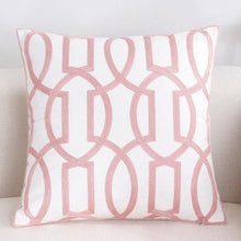 Load image into Gallery viewer, Luxury Embroidered Pink Pillow Cover Elegant Cushions Cover For Sofa Flower Geometric Cotton Pillow Case Throw Pillow Covers Modern Geometric Pillowcase Throw Cushion Cover for Bed Couch Sofa Office Decor 45*45