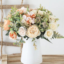 Load image into Gallery viewer, Luxury Fake Flowers Artificial Silk Roses High Quality Big Bouquet For Office Parties Bridal and Wedding Decoration Artificial Rose Flowers Bouquet Silk Flowers Rose for Home Bridal Wedding Party Festival Decor