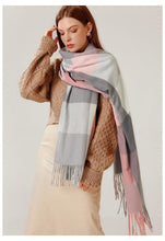 Load image into Gallery viewer, Luxury Fashion Autumn Winter Soft Warm Scarf Plaid Colorful Hijabs Cashmere Scarves Warm Soft Bandana Women's Lightweight Scarves Elegant Echarpe Escharpe Soft Wool Elegant Tassel For Women