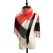 Load image into Gallery viewer, Luxury Fashion Autumn Winter Soft Warm Scarf Plaid Colorful Hijabs Cashmere Scarves Warm Soft Bandana Women's Lightweight Scarves Elegant Echarpe Escharpe Soft Wool Elegant Tassel For Women
