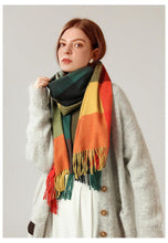 Load image into Gallery viewer, Luxury Fashion Autumn Winter Soft Warm Scarf Plaid Colorful Hijabs Cashmere Scarves Warm Soft Bandana Women's Lightweight Scarves Elegant Echarpe Escharpe Soft Wool Elegant Tassel For Women