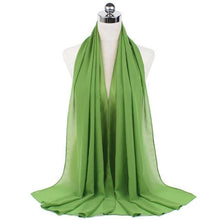 Load image into Gallery viewer, Luxury Fashion Long Soft Solid Chiffon Scarf Head Wrap Echarpe Shawl Lightweight Headscarf Instant Ready To Wear Elegant Hijab Scarf Wrap Muslim Shawl Islamic Hijabs Arab Wrap Head Scarves For Women