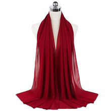 Load image into Gallery viewer, Luxury Fashion Long Soft Solid Chiffon Scarf Head Wrap Echarpe Shawl Lightweight Headscarf Instant Ready To Wear Elegant Hijab Scarf Wrap Muslim Shawl Islamic Hijabs Arab Wrap Head Scarves For Women