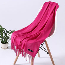 Load image into Gallery viewer, Luxury Fashion Winter Solid Colorful Soft Scarf Hijabs Tassels Long Warm Shawls Hijabs Lightweight Scarfs Scarves Cashmere Elegant Hijabs Scarves Wraps For Women