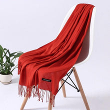 Load image into Gallery viewer, Luxury Fashion Winter Solid Colorful Soft Scarf Hijabs Tassels Long Warm Shawls Hijabs Lightweight Scarfs Scarves Cashmere Elegant Hijabs Scarves Wraps For Women