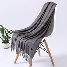 Load image into Gallery viewer, Luxury Fashion Winter Solid Colorful Soft Scarf Hijabs Tassels Long Warm Shawls Hijabs Lightweight Scarfs Scarves Cashmere Elegant Hijabs Scarves Wraps For Women
