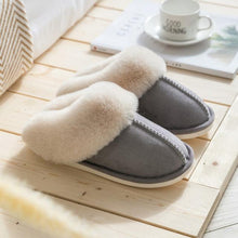 Load image into Gallery viewer, Luxury Faux Suede Home Women Full Fur Slippers Winter Warm Plush Bedroom Non-Slip Couples Shoes Indoor Furry Slippers Memory Foam Fluffy Soft Warm Slip On House Slippers Anti-Skid Cozy Plush For Indoor Outdoor