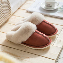 Load image into Gallery viewer, Luxury Faux Suede Home Women Full Fur Slippers Winter Warm Plush Bedroom Non-Slip Couples Shoes Indoor Furry Slippers Memory Foam Fluffy Soft Warm Slip On House Slippers Anti-Skid Cozy Plush For Indoor Outdoor