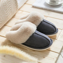 Load image into Gallery viewer, Luxury Faux Suede Home Women Full Fur Slippers Winter Warm Plush Bedroom Non-Slip Couples Shoes Indoor Furry Slippers Memory Foam Fluffy Soft Warm Slip On House Slippers Anti-Skid Cozy Plush For Indoor Outdoor