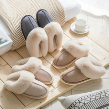 Load image into Gallery viewer, Luxury Faux Suede Home Women Full Fur Slippers Winter Warm Plush Bedroom Non-Slip Couples Shoes Indoor Furry Slippers Memory Foam Fluffy Soft Warm Slip On House Slippers Anti-Skid Cozy Plush For Indoor Outdoor