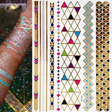 Load image into Gallery viewer, Luxury Flash Metallic Waterproof Temporary Tattoo Gold Silver Flower Tattoo Sticker Long Lasting Gold Design For Womens